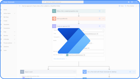 Power Automate flow showing automated task execution